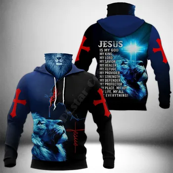 Jėzus Liūtas 3D Atspausdintas Hoodies Harajuku Mados Marškinėlius Moterims, Vyrams, Atsitiktinis Megztinis Hoodie Kaukė Šiltas Lašas Laivybos 02