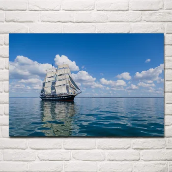 Jūra plaukti laivu debesys KB954 kambarį namo sienos šiuolaikinės laivybos meno dekoro medžio rėmo audinio plakatus spausdina