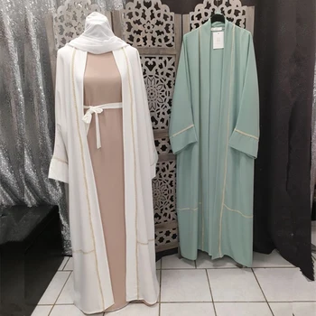 Kaftan Dubajus Abaja Kimono Megztinis Musulmonų Suknelė, Hijab Turkijos Moterų Caftan Skraiste Longue Femme Amerikos, Europos Islamas Drabužiai