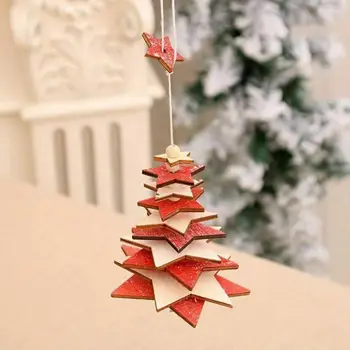 Kalėdų Karolius, Medinės Kūrybos penkiakampė Žvaigždė Kalėdų trimatis Papuošalų Medis Snaigės Mažas M2Y6