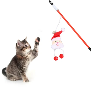 Kalėdų Kačių Žaisti Žaislas Pliušinis Lovely Cat Bell Žaislas Kačiukas Kramtyti Žaislas Funny Cat Stick + Santa Bell Žaislas Katėms