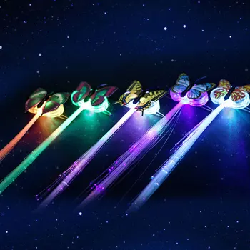 Kalėdų LED Spalvingas Drugelis Šviesos Optinio Pluošto Perukas Šalies Reikmenys, Plaukų Aksesuarai, Šviesos Nerijos Staigius Audimas