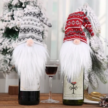 Kalėdų Senelio Vyno Butelis Atveju Šiaurės Šalių Žemės Dievas Šampano Vyno Butelio Dangtelį, Beveidis Lėlės Dovanų Maišelis Apdaila