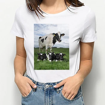 Karvės Geriausiais Draugais T-shirts Apkabinti Sumažinti Slėgio Vetement Femme 2020 Metų Vasaros marškinėliai Moterims naujokų Žiemos Šeima Atrodo Hipster