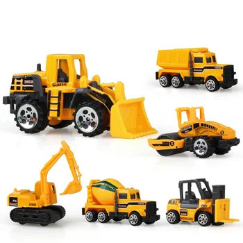 KARŠTA 6 rūšių/set Diecast mini lydinio, statybos, transporto Inžinerijos Automobilių Sąvartynas-automobilių savivartis Modelis Klasikinis Žaislas, Mini dovana berniukams