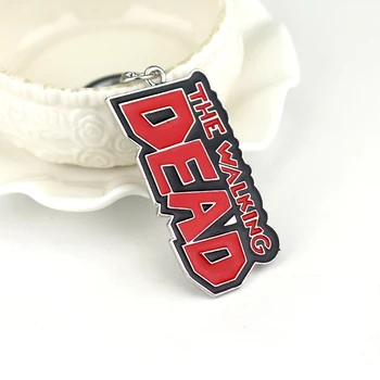 Karšto Filmas The Walking Dead paketų prižiūrėtojų raktinę Red Emalį Pakabukas paketų prižiūrėtojų raktinę Vyrų Mados Roko Sukilėlių Logotipu Grandinės Vyrų, Moterų Papuošalai