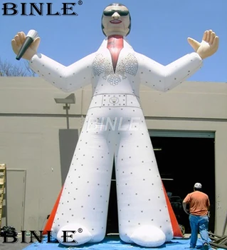 Karšto pardavimo milžinišką pripučiamą roko žvaigždė nuolatinis dainininkas pripučiami elvis statula su mikrofonu muzikos renginys apdaila