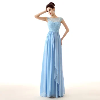 Karšto Pardavimo Pigūs Mėlyna Ilgai Bridesmaid Dresses su laivapriekio Varčias Nėrinių Liemenė Vestuves Suknelė Moterims Vakare Gown