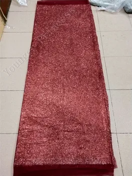 Karšto pardavimo tamsiai raudona spalva akučių ir blizgučių medžiagos YG-07 Good looking, su blizgučiai prancūzijos ju nėrinių audinio seksuali suknelė