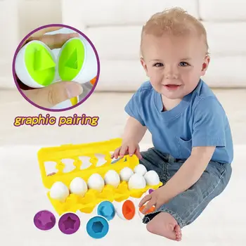 Karšto PARDUOTI! 12 kiaušinių atitikimo žaislai, grafinio vaisių ir daržovių stiliaus, spalvų žaislų Montessori mokymosi matematikos žaislai，Susukti Kiaušinių
