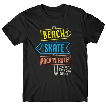Karšto Parduoti 2019 Mados Marškinėliai, vyriški Marškinėliai Beach Paplūdimys Skate Riedlentė, Rock and Roll T Marškinėliai trumpomis Rankovėmis