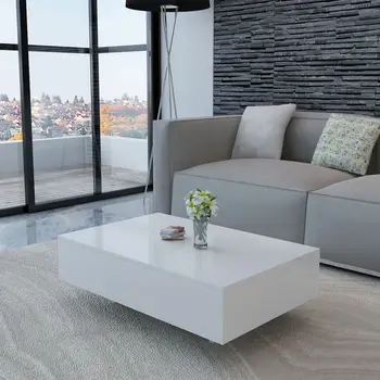 Kavos staliukas blizgančios Baltos spalvos modernus elegantiškas kavos staliukas