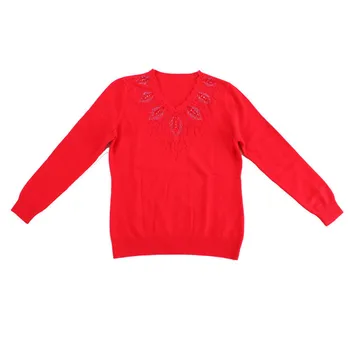 Kašmyro ožkų v-kaklo, megztiniai moterų mados saldus kietas plonas megztinis megztinis nustatyti su briliantais raudona 3color S-2XL