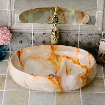 Keramikos Baseino Ovalo formos Imitacija, Marmuro Keramikos Stalo Baseino Europos stiliaus Namų Kūrybos Paprasta Tualetas Meno vonios kriaukle