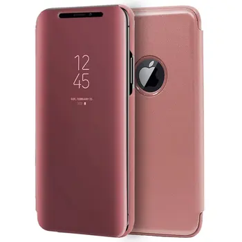 Kietas®-Flip Cover iPhone XS Max Aiškiai Matyti, rožinė-knygos Viršelio stendas