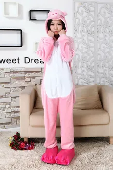 Kigurumi Šiltas Anime Kostiumas Juodas, Rožinis Kiaulių Onesies Pižama Sleepsuit Suaugusiųjų Cosplay Sleepwear Homewear