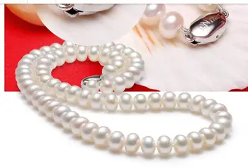 Kilnus moterims, dovana, Papuošalai, Sidabro Užsegimas Bauda 11-11.5 mm gamtos perlas Mados gėlavandenių perlų karoliai AAAA+ Rankų darbo karoliukai