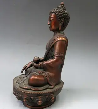 Kinija bronzos skulptūra nulipdyta bauda, raudona, vario budizmas Medicinos Budos Statula
