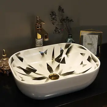 Kinija Meninio Porceliano Rankų darbo Keramikos Lavabo Vonios kambarys Laivo ovalo formos keraminės kriauklės vonios Kriaukle