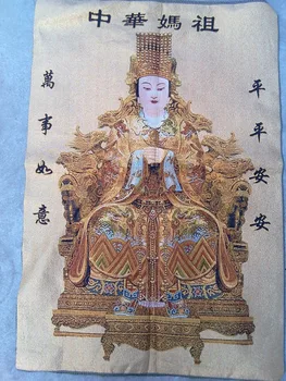 Kinija, Tibetas šilko siuvinėjimo Tango kortelės senas Brokatas, tapybos matsu atskiroji muitų teritorija Statula namų dekoro apdailos grynas rankų darbo