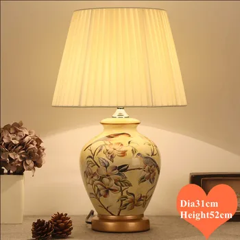 Kinijos kaimiškas gėlių&paukščių keramikos Stalo Lempos Europos klasikinis dimeris/touch medžiaga E27 LED lempa naktiniai&fojė&studio MF009