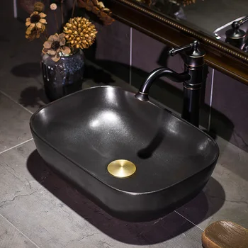 Kinijos praustuvas kriaukle vonios, praustuvo dubuo stalviršio Keraminis praustuvas vonios kriaukle juoda