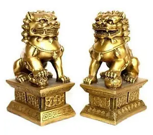 Kinijos Senoji pora tibeto žalvaris statula foo šunys/Liūtai žalvario apdaila gamyklos realizavimo