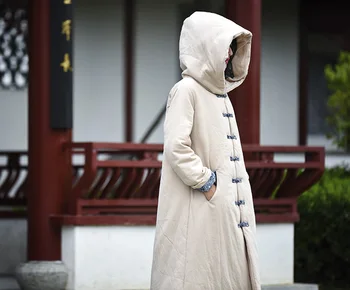 Kinų Stiliaus Ilgas Žiemos Paltai Moterims Šiltas Prarasti Storio Parko Paltai Naujovė Originalus Kamšalu Ilgą Striukę Parko Outwear