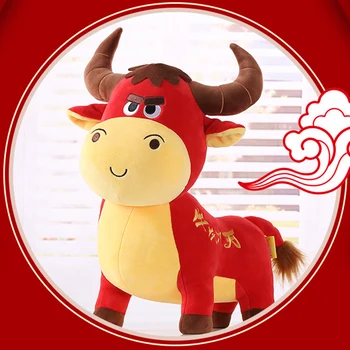 Kinų Zodiakas Jautis Galvijų Dizaino Pliušinis Žaislas Įdaryti Lėlės Namų Puošybai Vaikas Naujųjų Metų Dovana, Papuošalai