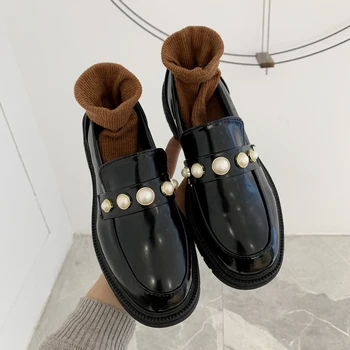 Klasikinis populiarus stilius vientisos spalvos laukinių mados puošnios dizaino ponios mažas odos batai svarbios pavasarį, rudenį W40-23
