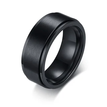 Klasikinės juodos spalvos verpimo vestuvių juostoje nerūdijančio plieno santuokos jubiliejų žiedas vyrams