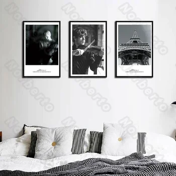 Klasikinės Tapybos Drobės Sienos Plakatas Juoda ir Balta Nuotraukas Muzikantai ir Eifelio Bokštas Kambarį Miegamojo Puošmena