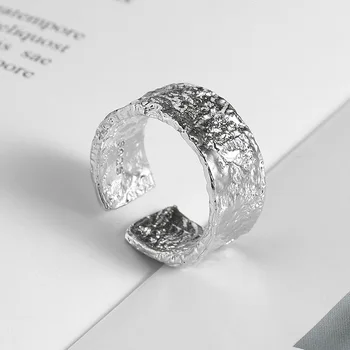 Korėjos Ins Stiliaus Apvalių Žiedų Mados Paprasta Retro Temperamentas Nereguliarus Nelygus Aukso, Alavo Folija Atidarymo Meilės Žiedas