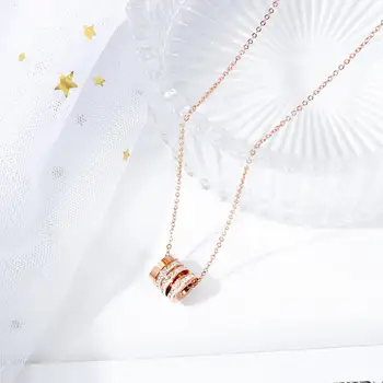 Kpop Cirkonis nerūdijančio plieno Pasukti Pakabukas karoliai moterų mados rose gold jewelry priedai collares de moda 2020 m.