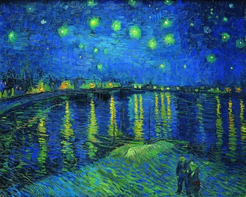 Kraštovaizdžio drobė spausdina marina milžinišką plakatai realisim drobės tapybos Žvaigždėtą Naktį Per Ronos c1888 Vincent van Gogh