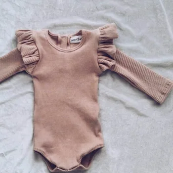 Kūdikiams, Vaikiška Baby Girl Rompers Megzti Ruffles Sweeet Mielas Rudenį Clothings Korėjos Vaikams Drabužių