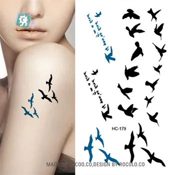 Kūno Menas Seksas Produktų vandeniui laikinas tatuiruotes vyrai moterys paprasta paukščių dizainas, flash tatuiruotė lipdukas HC1179