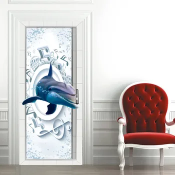 Kūrybinės aplinkos apsaugos 3D delfinų pastaba durų lipdukai restauruotas lipnios miegamojo sienų lipdukai