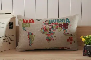Kūrybos Pasaulio Žemėlapyje Pagalvę padengti,Animacinių filmų Kūrybos anglų Pagalvėlė padengti Automobilių Juosmens Pagalvę namų dekoro sofos pagalvėlės