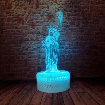 Laisvės statula Nuotaika LED Nakties Šviesos 3D Iliuzija 7 Spalva Keičiasi Dekoratyvinis Juokingas Žaislas Parduotuvė Šalies Vaikų Berniukų Šeimos Paaugliams