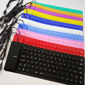 Lankstus, Vandeniui atsparus Minkštos Silikono Žaidimų Klaviatūra 85 Klavišai Nešiojamas Mini USB Klaviatūra, Tablet, Sulankstomas Kompiuterio Klaviatūra Nešiojamas kompiuteris