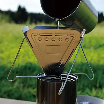 Lauko kempingas kavos lašėti stovi nerūdijančio plieno, sulankstomas nešiojamų kavos viryklė / cup filtras Naujas