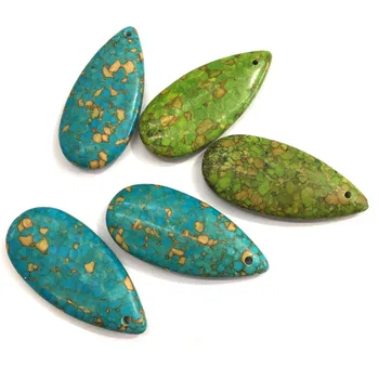 Lašo formos Mėlyna / Žalia Turquoises Pakabukas Reiki Healing Natūralaus Akmens Amuletas 