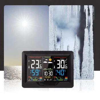 LCD Meteorologinių Stočių Namų Temperatūra, Drėgmė Prognozė Dieną Termometras Žadintuvas Drėgmėmačiu Termometro Jutiklis