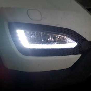LED Dienos Veikia Šviesos Hyundai Santa Fe IX45 2013 Vandeniui Automobilio priekinis žibintas Priešrūkinis Žibintas DRL Akys