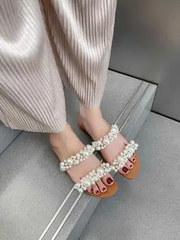 Lenkisen gladiatorių perlų apdaila rekomenduojame už šlepetė aikštėje kojų mažo kulno slydimui dėl grožio lady kasdien dėvėti moterims batai L28