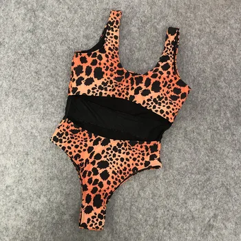 Leopardas spausdinti vientisi maudymosi kostiumėlį moterų tinklinio maudymosi kostiumą monokini maudymosi kostiumėliai moterims besimaudančių