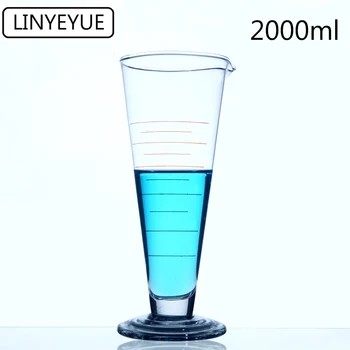 LINYEYUE 2000mL Absolventas, Kūgio formos Stiklo Matavimo Puodelis Matavimo Stiklo Trikampis Stiklinę Laboratorija Cilindrų Chemija Įranga