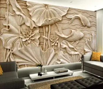 [Lipnios] 3D Skulptūra Lotus 125 tapetų Sienos freskos Spausdinti Decal Sienų Freskomis