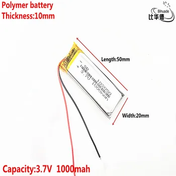 Litro energijos baterija Gera Qulity 3.7 V,1000mAH 102050 Polimeras ličio jonų / Li-ion baterija tablet pc BANKAS,GPS,mp3,mp4